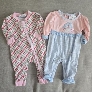 Set Of Two JellyBean Christmas Pajamas Bodysuits 3 Months